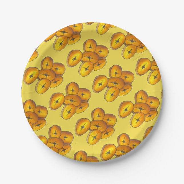 Fried Plantains Cooking Bananas Caribbean Food Paper Plate (Front)