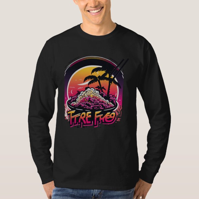 Fried Rice with a Nostalgic 80s Retrowave Aestheti T-Shirt (Front)
