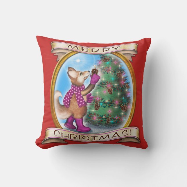 Frieda Tails Christmas throw pillow (Front)