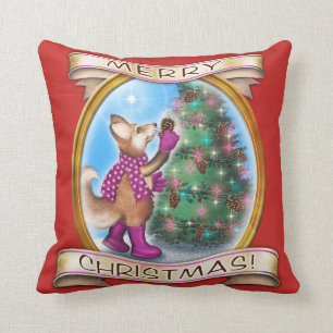 Frieda Tails Christmas throw pillow