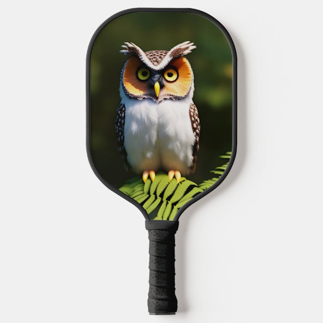 "Frieda the Screech Owl: A Nocturnal Beauty" Pickleball Paddle (Front)
