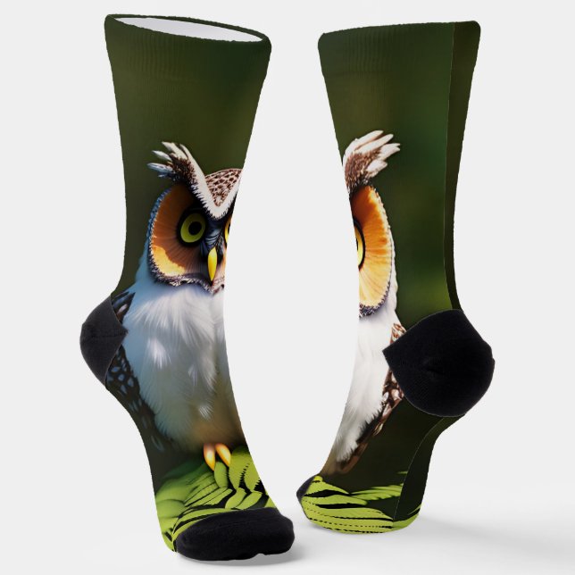 "Frieda the Screech Owl: A Nocturnal Beauty" Socks (Angled)