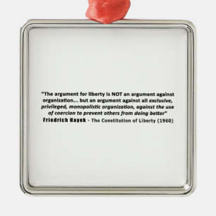 Friedrich Hayek Quote The Argument for Liberty Metal Tree Decoration