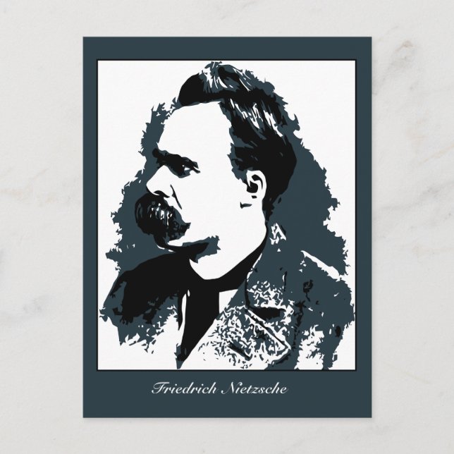 Friedrich Nietzsche portrait vector drawing Postcard (Front)