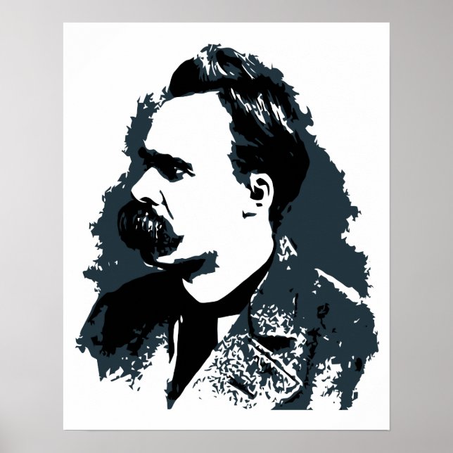 Friedrich Nietzsche portrait vector drawing Poster (Front)