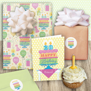 Friend 30th Birthday Cake Number Candles  Card