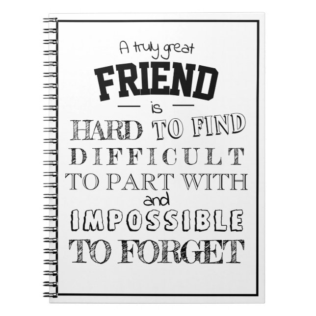 Friend Appreciation Thank you Gift script white Notebook (Front)