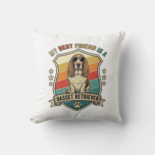 Friend Basset Retriever Dog Sunglasses Retro Shiel Cushion