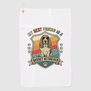 Friend Basset Retriever Dog Sunglasses Retro Shiel Golf Towel