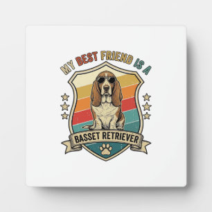 Friend Basset Retriever Dog Sunglasses Retro Shiel Plaque