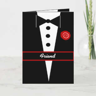 FRIEND Be My Groomsman Card with Tux & Rose