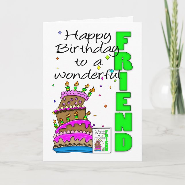 Friend Birthday Card, Crazy Cake, Cake Birthday Ca Card (Front)