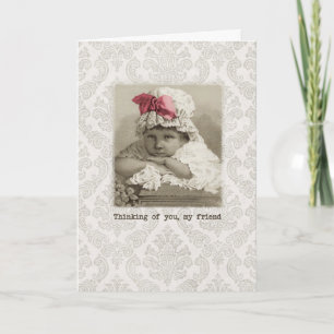 Friend Birthday - Vintage Girl in Bonnet Card