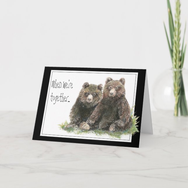 Friend Birthday Watercolor Bears, Cute Animals Card (Front)