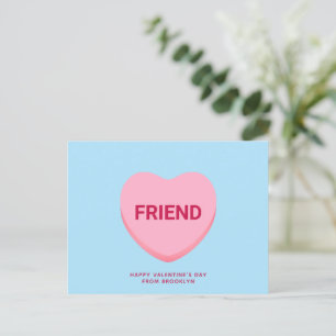 Friend blue conversation heart Valentine's Day Postcard