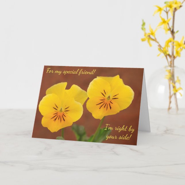 Friend Cancer Support Violet Card (Yellow Flower)