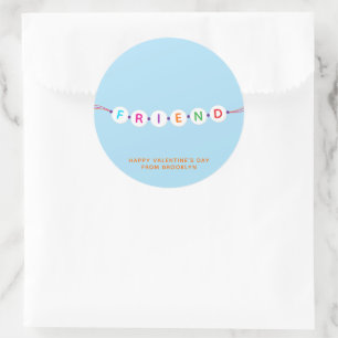 Friend cute friendship bracelet blue Valentine's Classic Round Sticker
