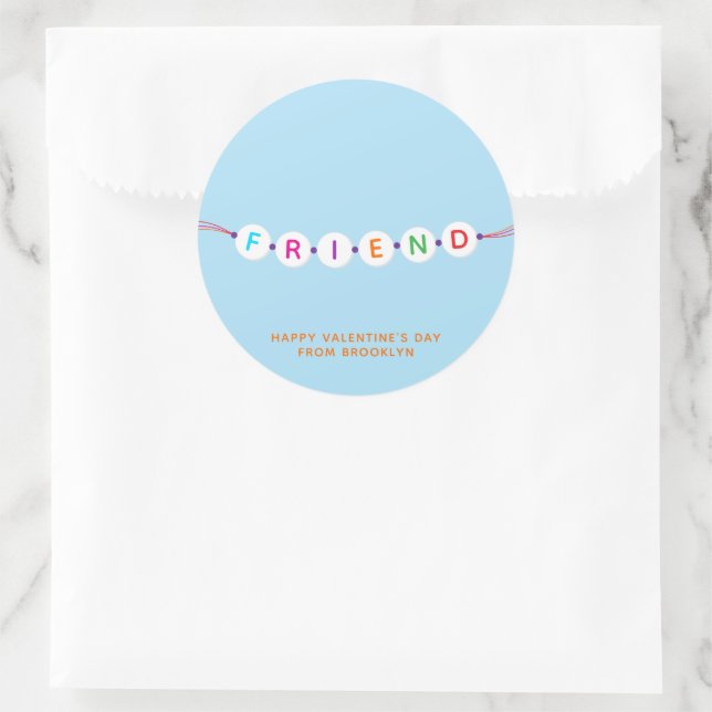 Friend cute friendship bracelet blue Valentine's Classic Round Sticker (Bag)