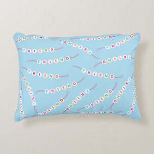 Friend cute friendship bracelet pattern light blue decorative cushion