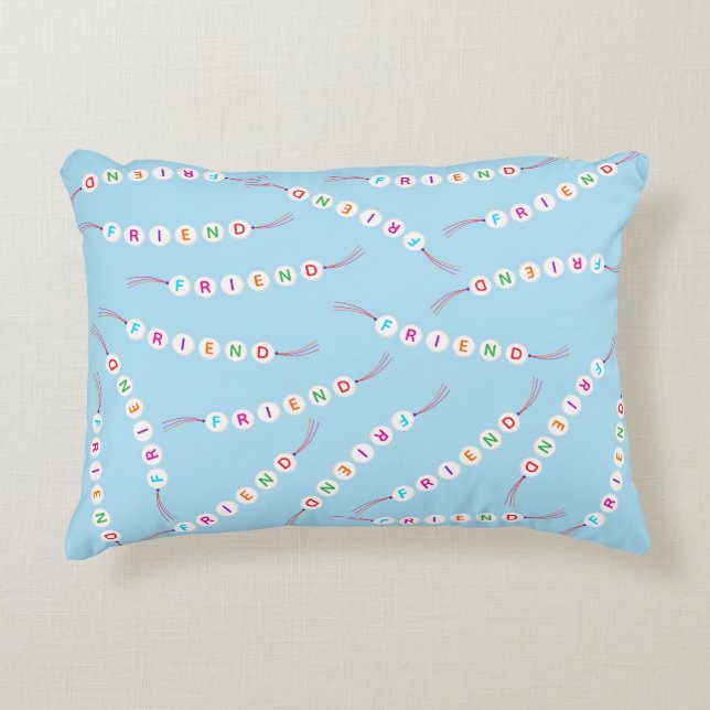 Friend cute friendship bracelet pattern light blue decorative cushion (Front)