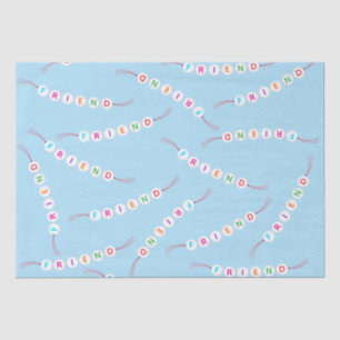 Friend cute friendship bracelet pattern light blue tissue paper