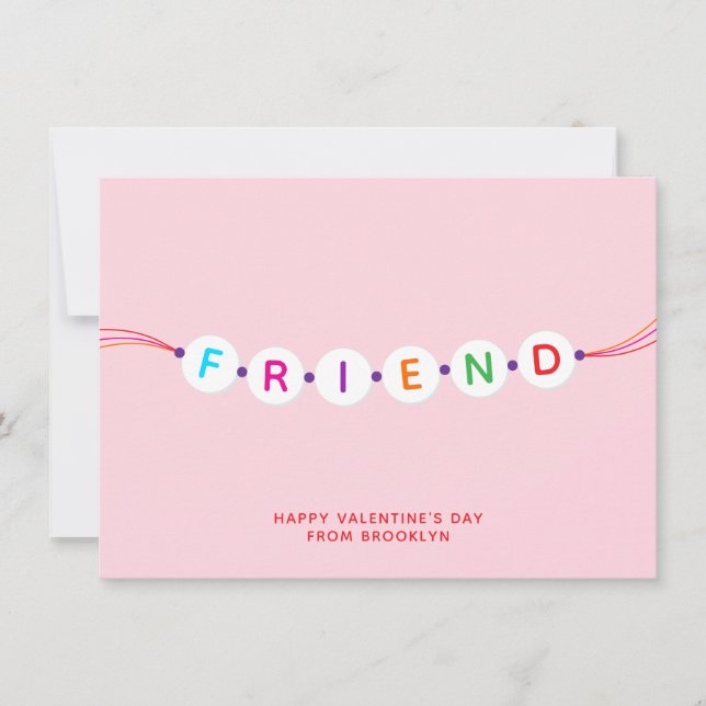 Friend cute friendship bracelet pink Valentine's Card (Front)