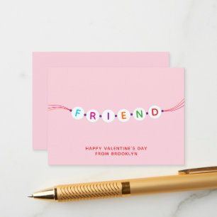 Friend cute friendship bracelet pink Valentine's Enclosure Card
