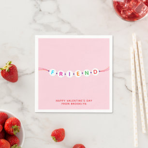 Friend cute friendship bracelet pink Valentine's Napkin
