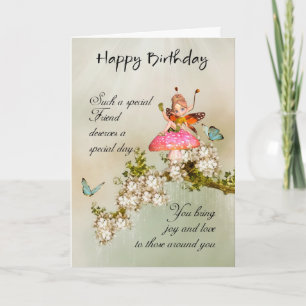 Friend Fairy Birthday Card With Blossom