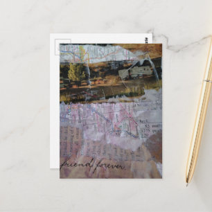 Friend Forever mixed media collage Postcard