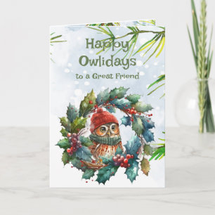 Friend Fun Christmas Owl Animal Wildlife Nature Card