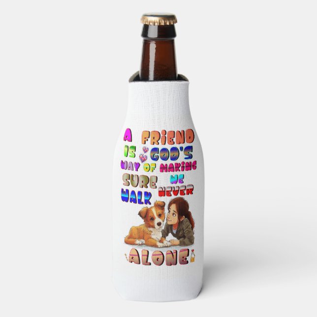 Friend Gods Way Of Making Sure We Never Walk Alone Bottle Cooler (Bottle Front)