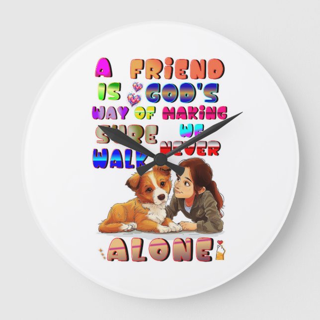Friend Gods Way Of Making Sure We Never Walk Alone Large Clock (Front)