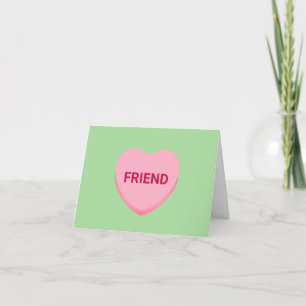 Friend green pink conversation heart Valentine's Card