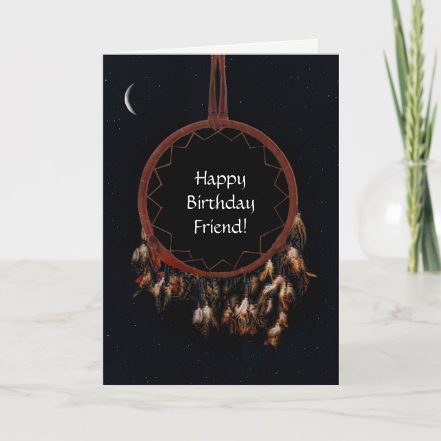 Friend Happy Birthday Dream Catcher and Moon Card (Front)
