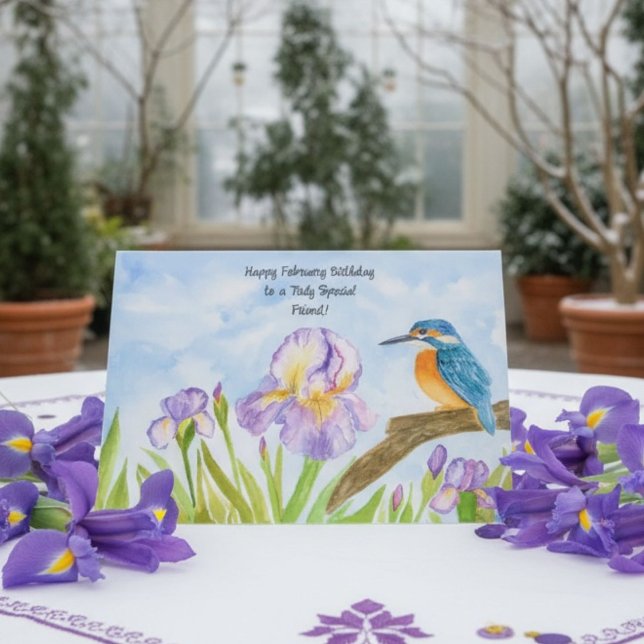 Friend Happy February Birthday Kingfisher Card (Creator Uploaded)