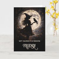 Friend Happy Halloween Cute Witch in the Moonlight