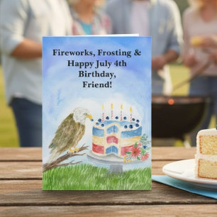 Friend July 4th Birthday Bald Eagle Patriotic Card