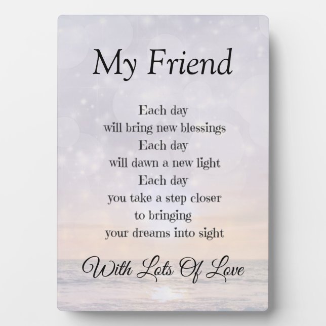Friend Love and Encouragement Poem Art gift Plaque (Front)