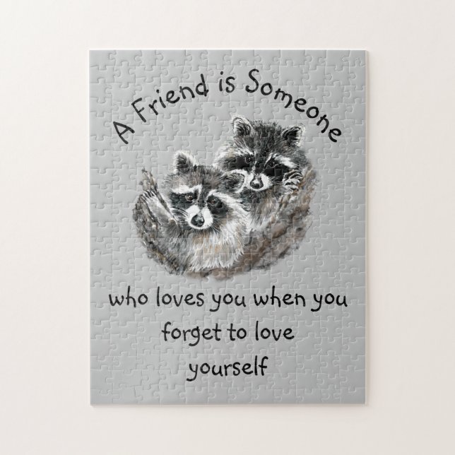 Friend Loves You Cute Raccoons Jigsaw Puzzle (Vertical)