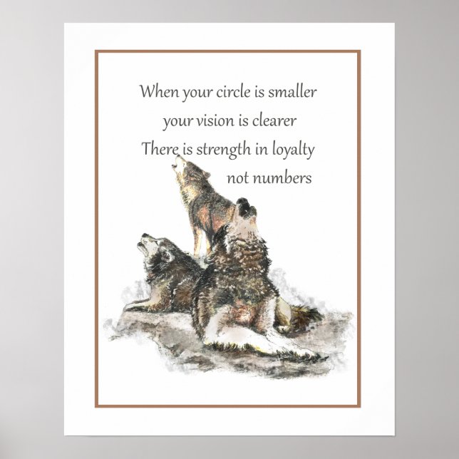 Friend Loyalty Wisdom Wolf Pack Quote Poster (Front)