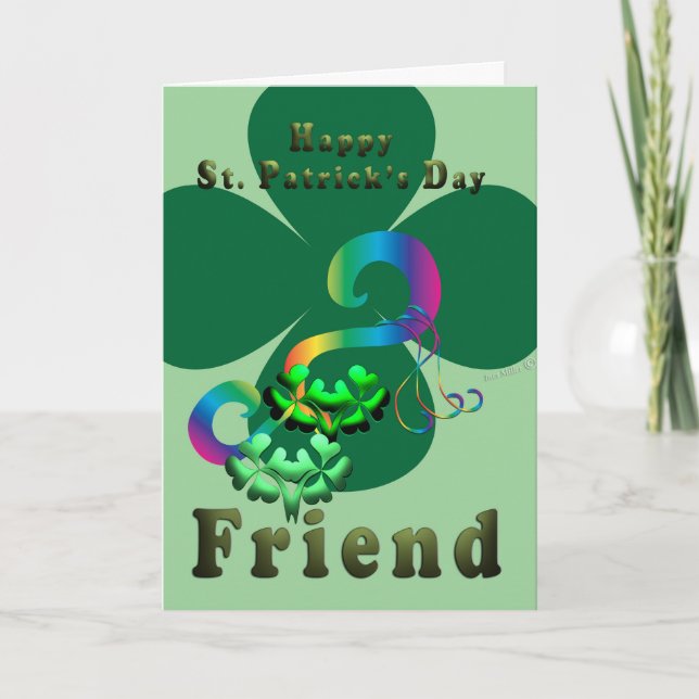 Friend lucky clover Shamrock clover St. Patrick's  Thank You Card (Front)