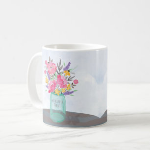 Friend Mother's Day Jar Vase with Flowers Coffee Mug