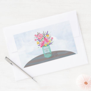 Friend Mother's Day Jar Vase with Flowers Rectangular Sticker