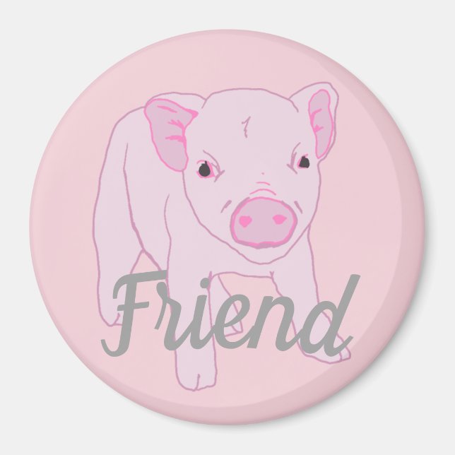 Friend, Not Food - Pink Piglet Magnet (Front)
