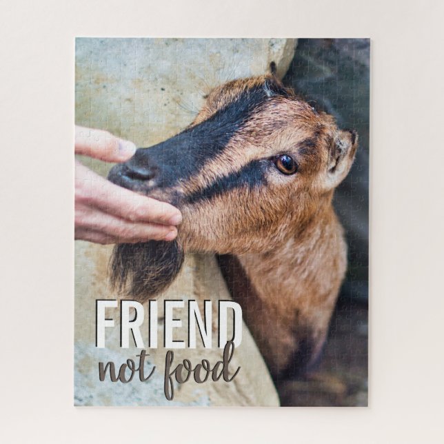 Friend not food vegan with cute goat picture jigsaw puzzle (Vertical)