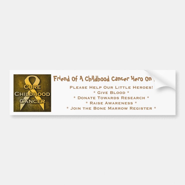 Friend Of A Childhood Cancer Hero On Board Bumper Sticker (Front)
