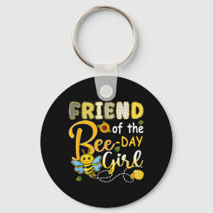 Friend of The Bee-Day Girl Funny Bee Birthday Key Ring