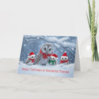 Friend or Friends Christmas Holiday Cute Owl Card