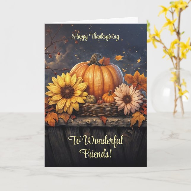 Friend or Friends Happy Thanksgiving Autumn Colour Card (Yellow Flower)
